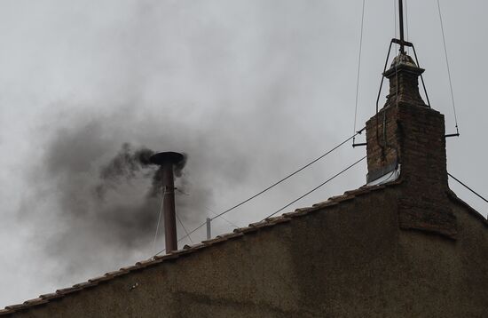Black smoke rises from Sistine Chapel in Vatican City