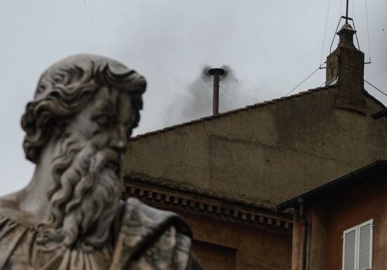 Black smoke rises from Sistine Chapel in Vatican City