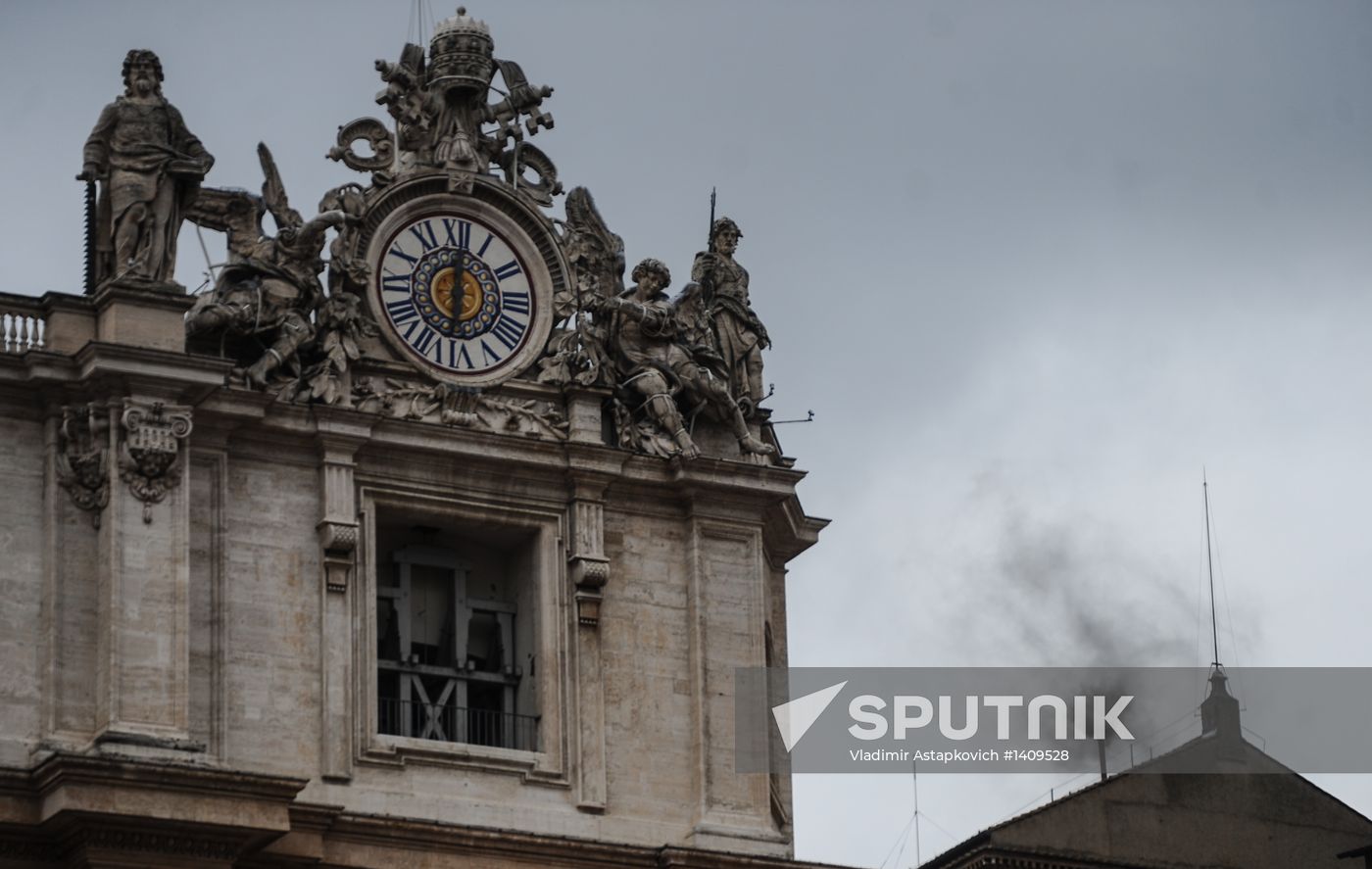 Black smoke rises from Sistine Chapel in Vatican City