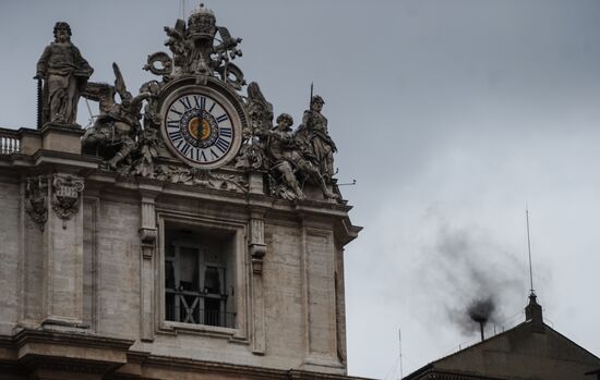 Black smoke rises from Sistine Chapel in Vatican City