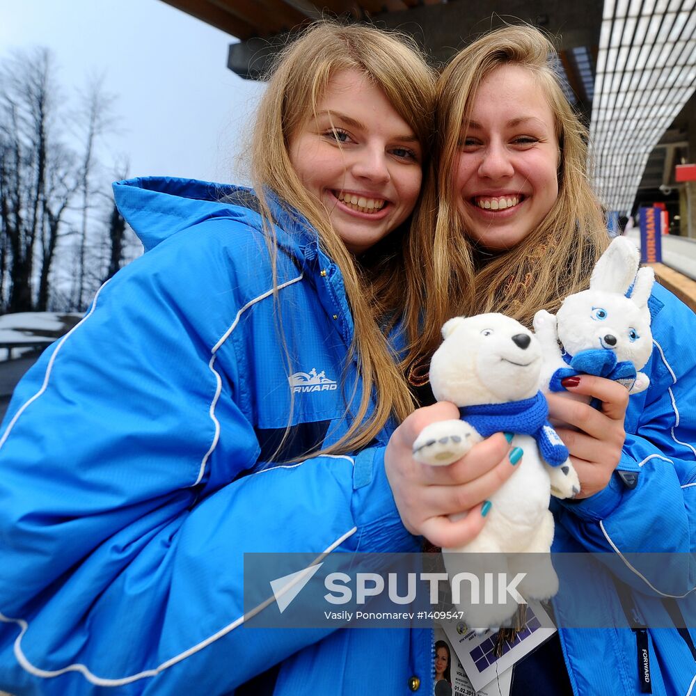 Volunteers work at testing competitions in Sochi