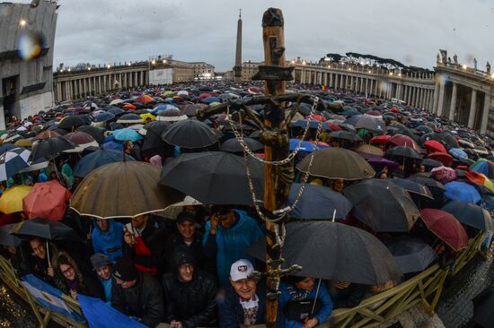 Black smoke rises from Sistine Chapel in Vatican City