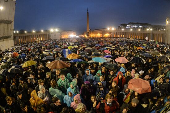 Black smoke rises from Sistine Chapel in Vatican City