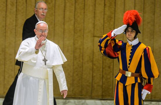Pope Francis meets with journalists
