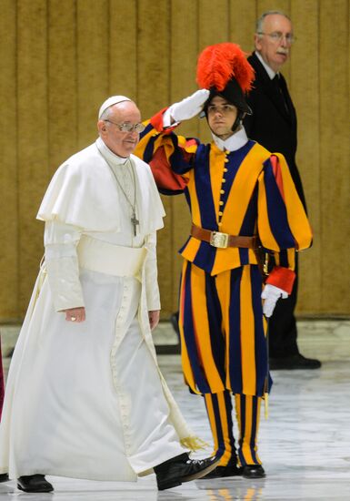 Pope Francis meets with journalists