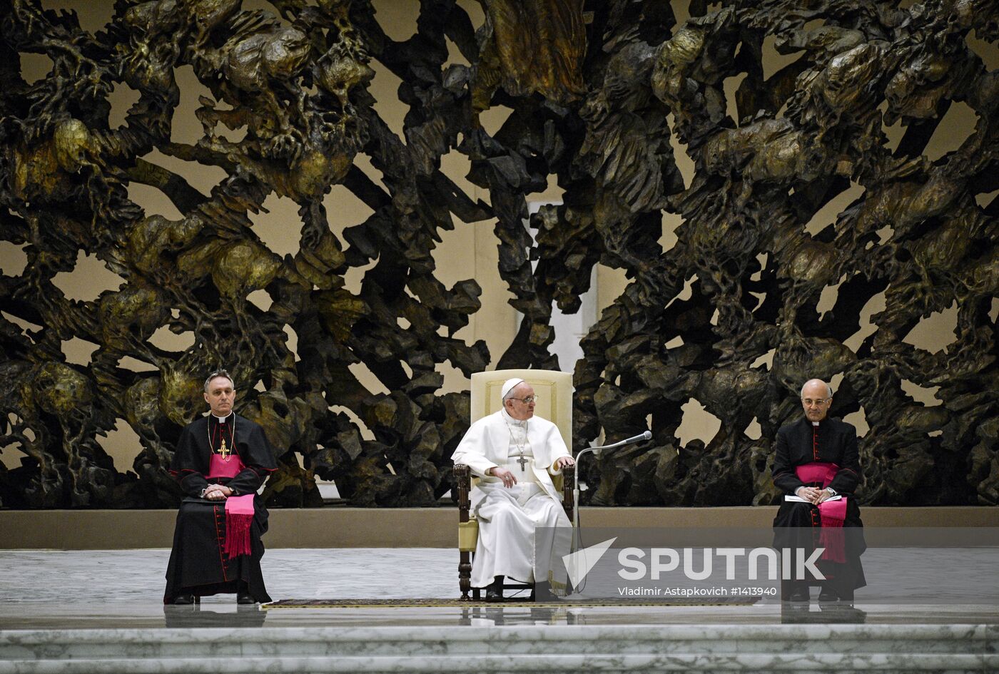 Pope Francis meets with journalists