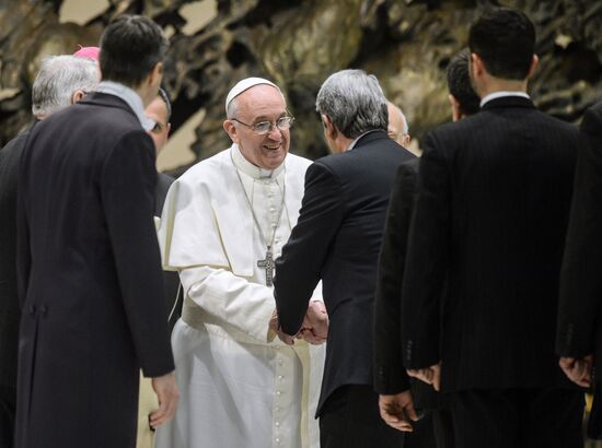 Pope Francis meets with journalists