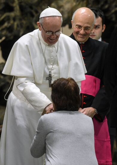 Pope Francis meets with journalists