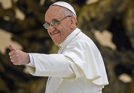 Pope Francis meets with journalists