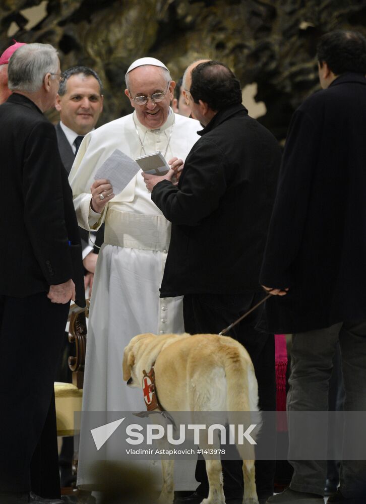 Pope Francis meets with journalists