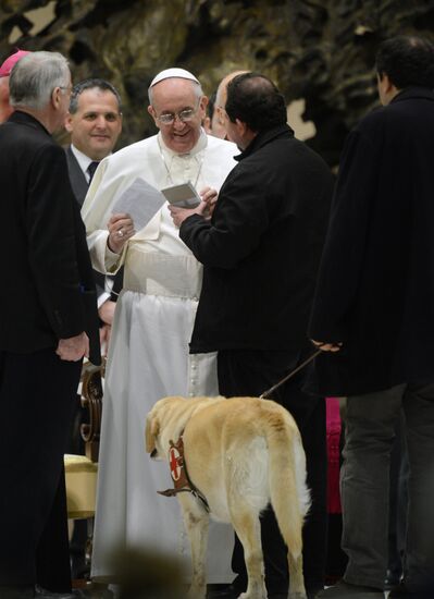 Pope Francis meets with journalists