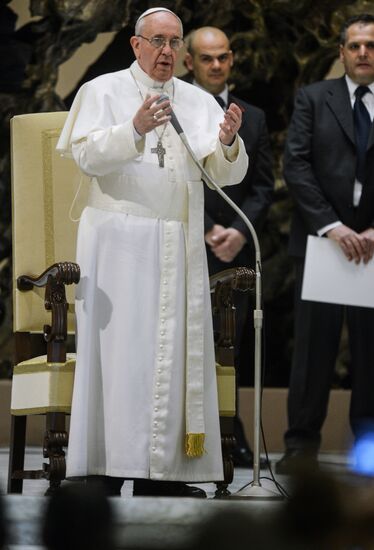 Pope Francis meets with journalists