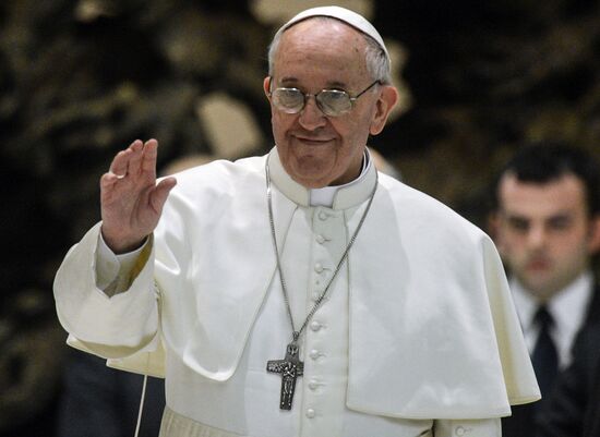 Pope Francis meets with journalists