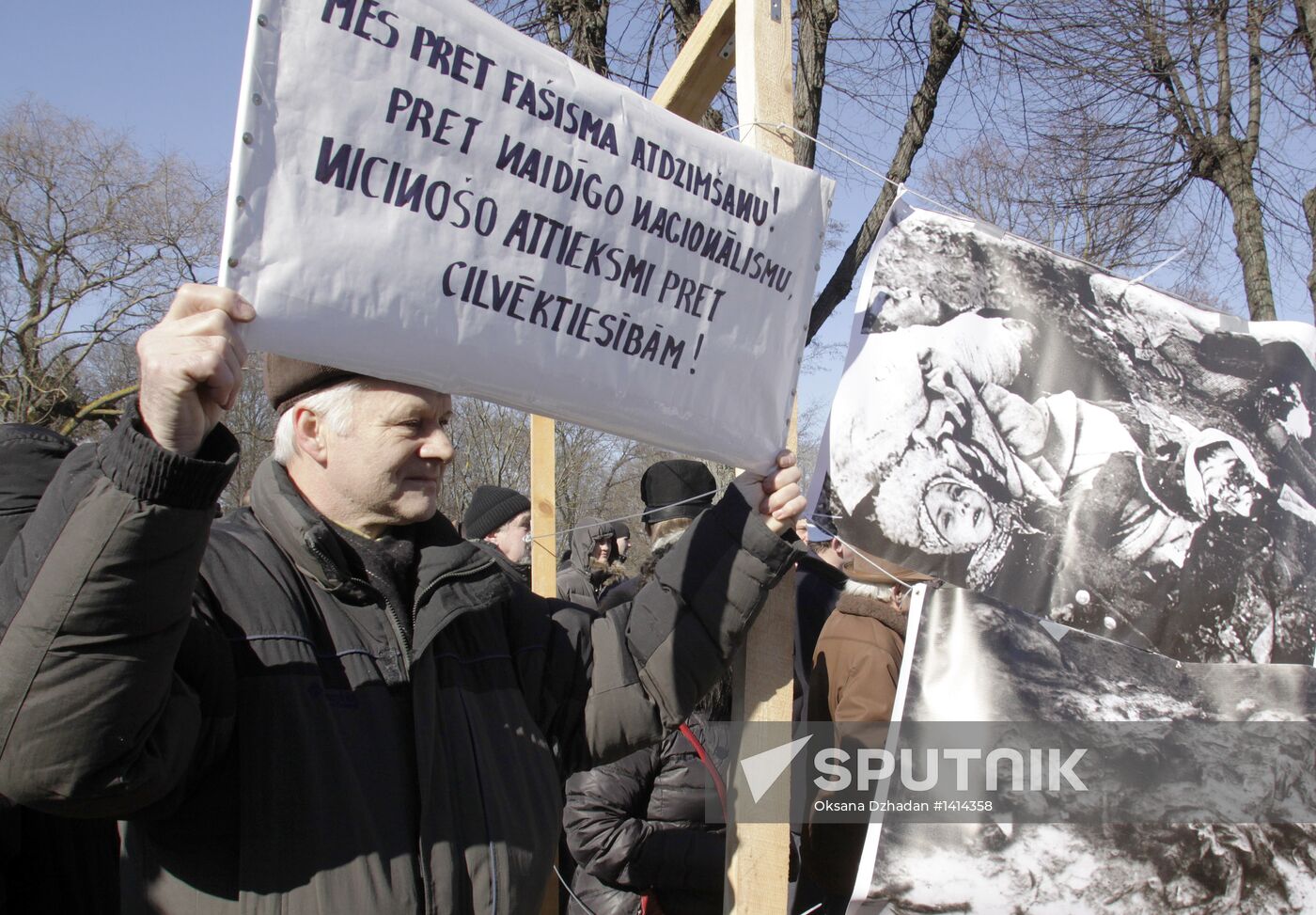 Latvian Waffen-SS Legion veterans march in Riga