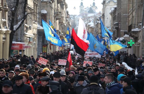 Nationwide Ukrainian opposition protest in Lviv