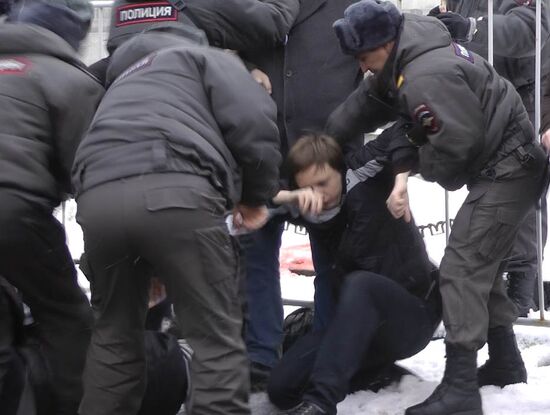 Unauthorized rally in Red Square, Moscow