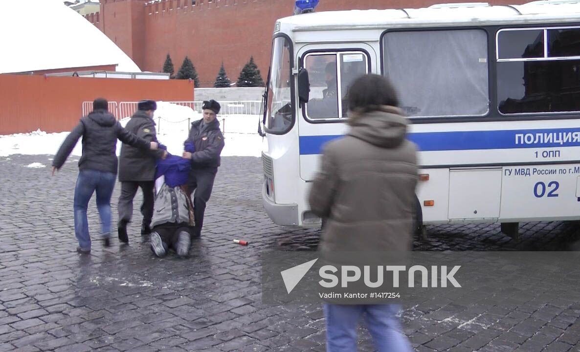 Unauthorized rally in Red Square, Moscow