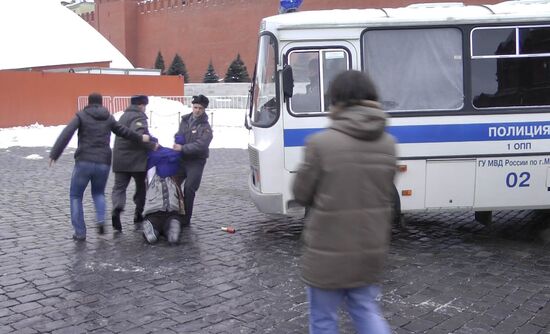 Unauthorized rally in Red Square, Moscow