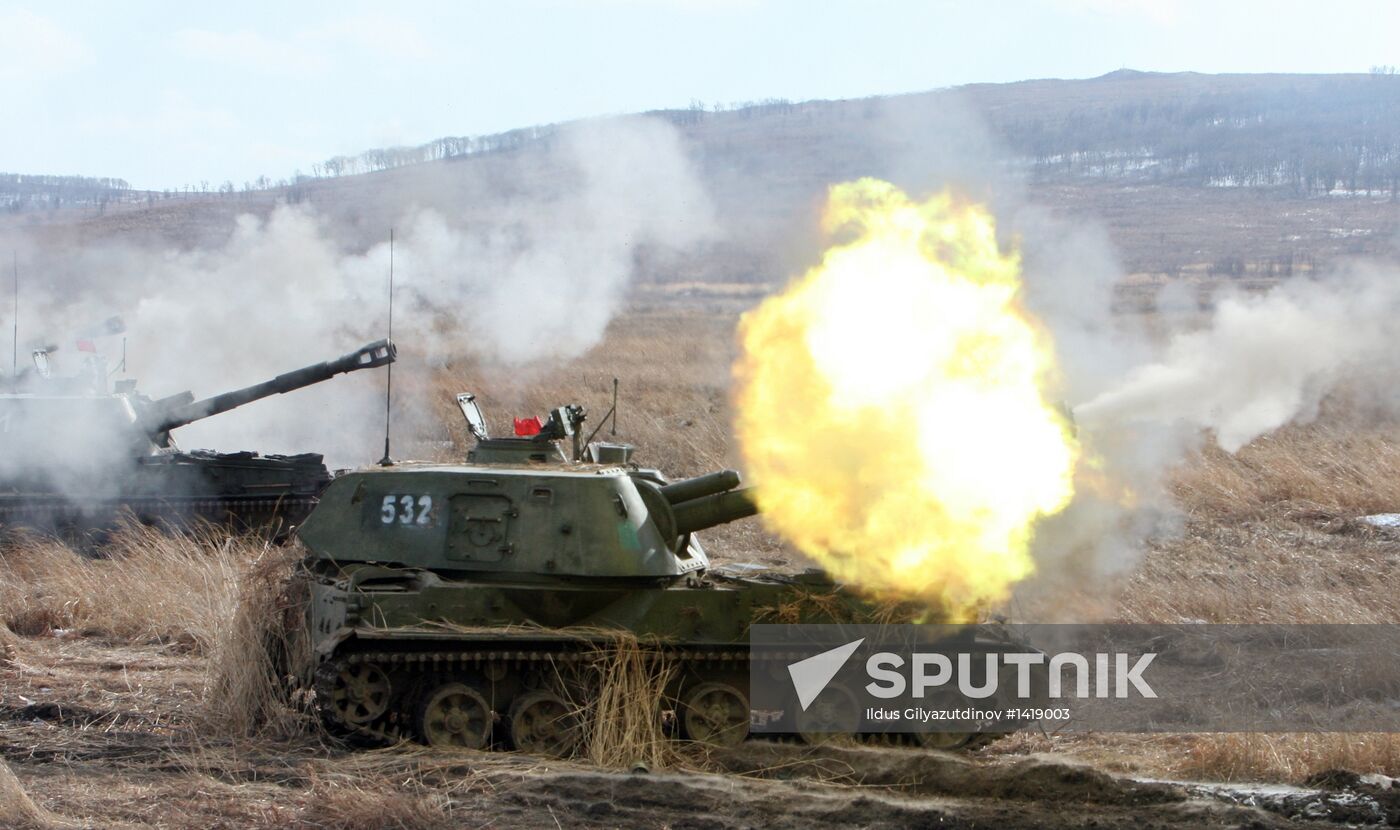 Artillery exercises in Primorye Territory