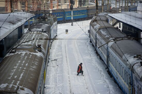 Snowfall aftermath in Kiev