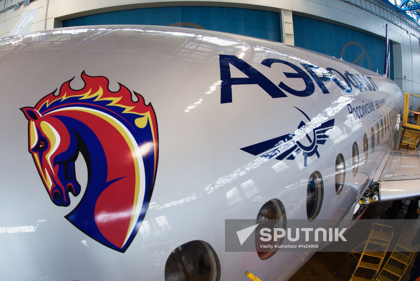 PFC CSKA's logotype applied to Sukhoi Superjet 100