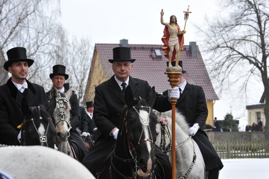 Easter horse parade in Radibor, Saxony