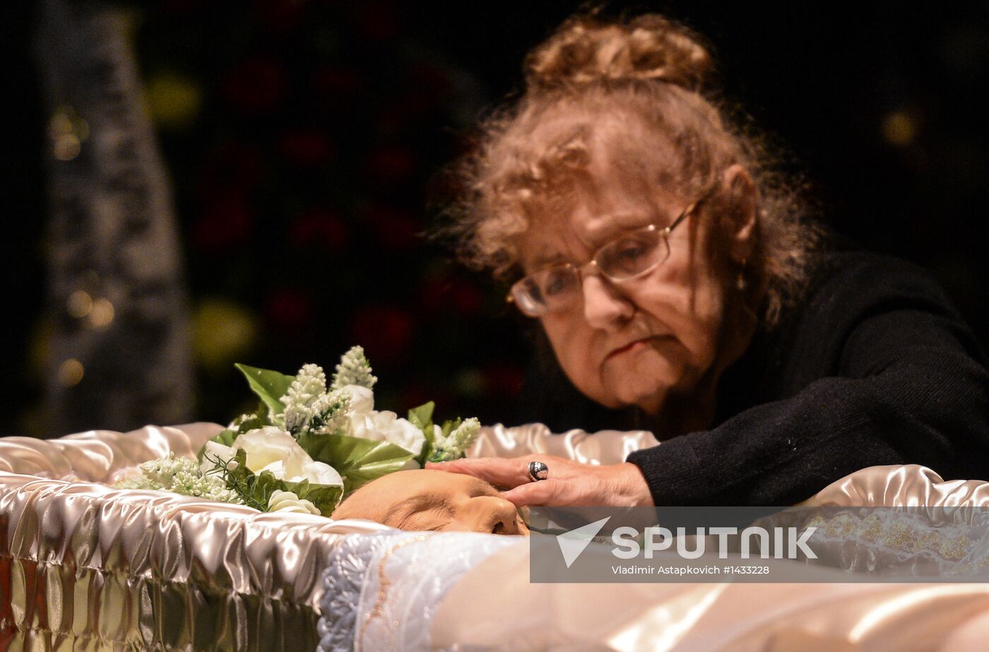 Funeral service for actor Valery Zolotukhin at Taganka Theater