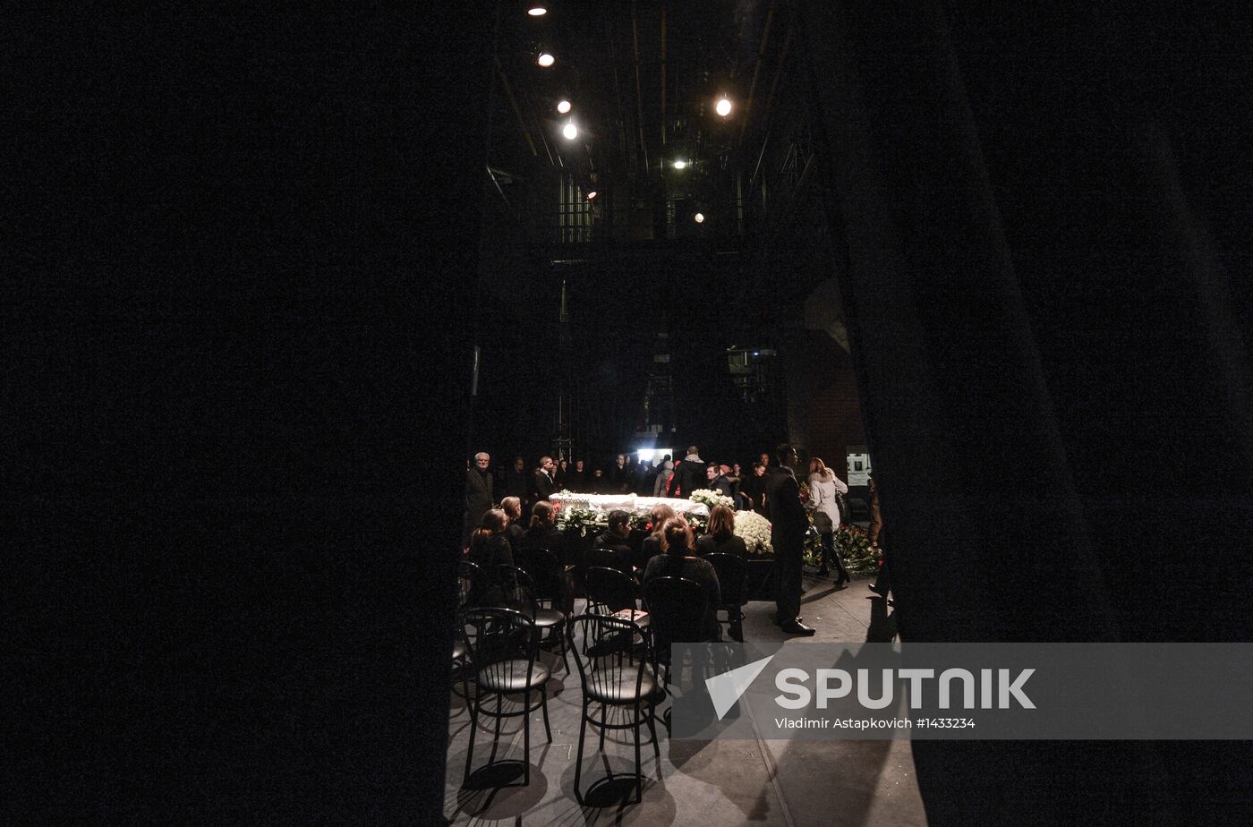 Funeral service for actor Valery Zolotukhin at Taganka Theater