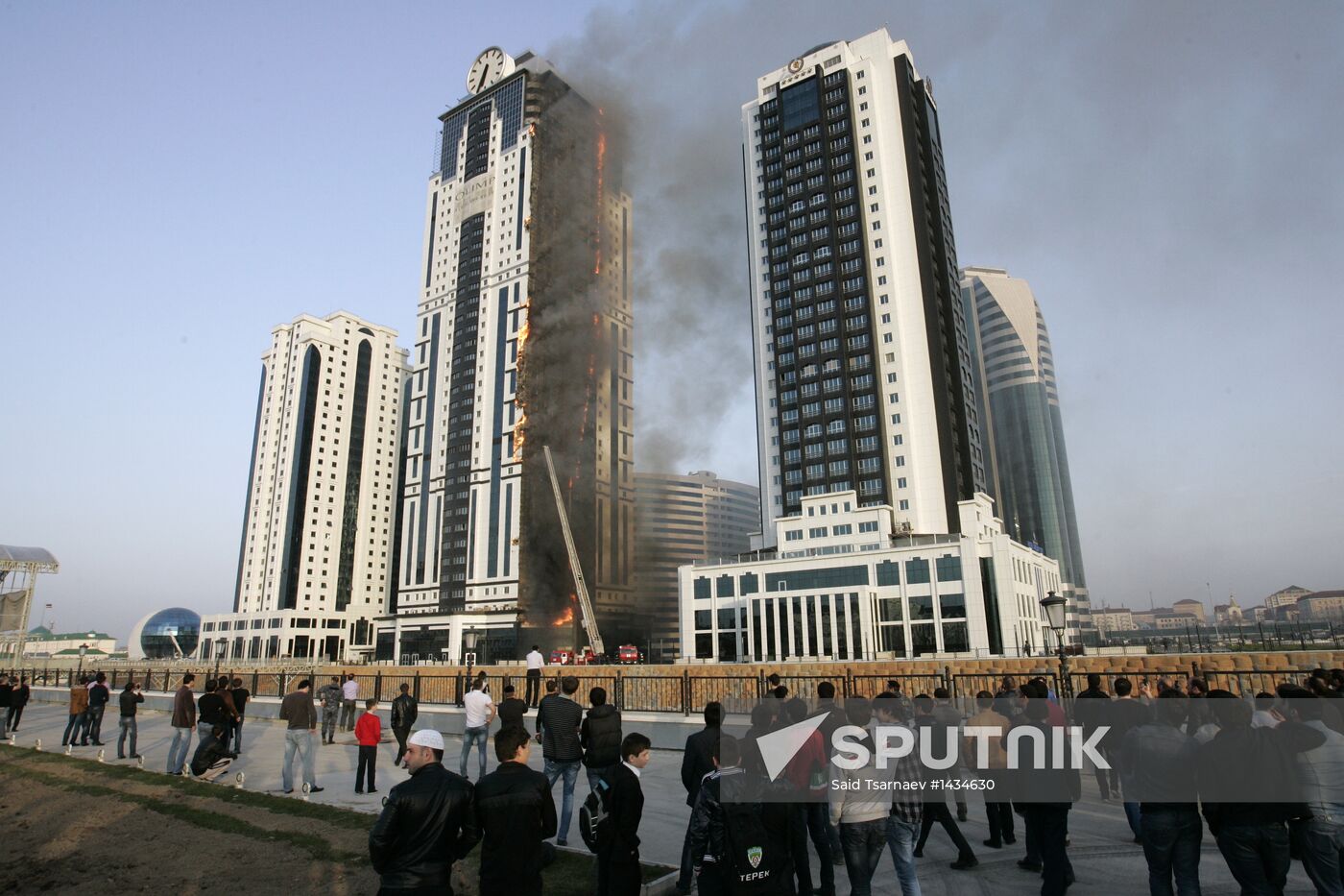 Grozny City complex catches fire in Chechnya's capital