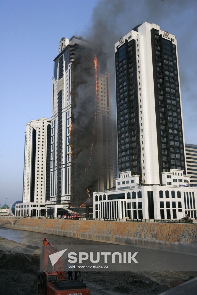 Grozny City complex catches fire in Chechnya's capital