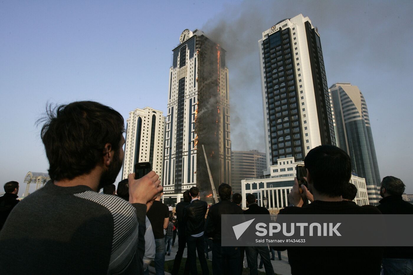 Grozny City complex catches fire in Chechnya's capital