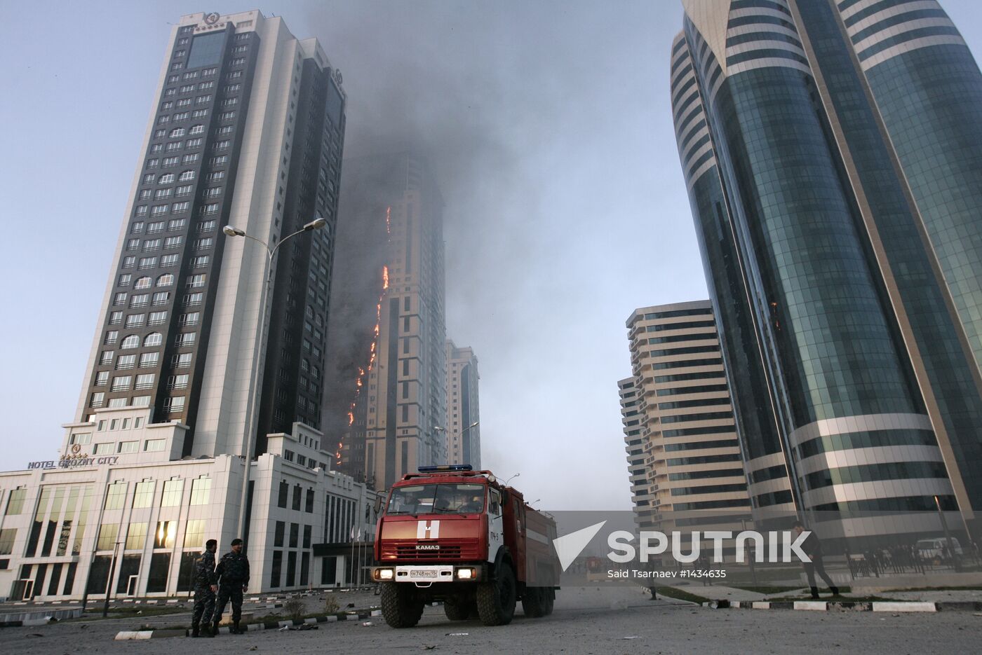 Grozny City complex catches fire in Chechnya's capital