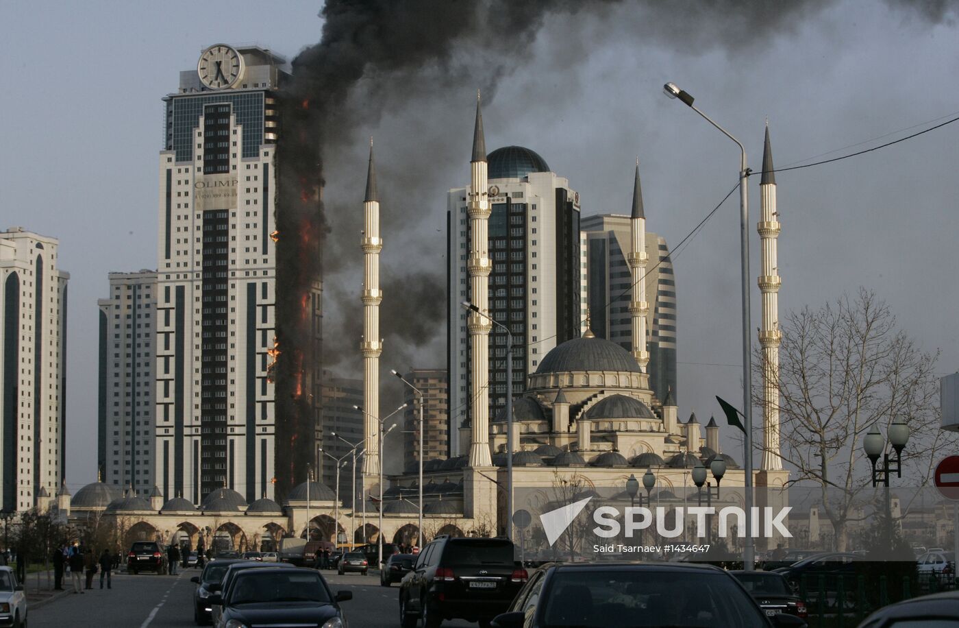 Grozny City complex catches fire in Chechnya's capital