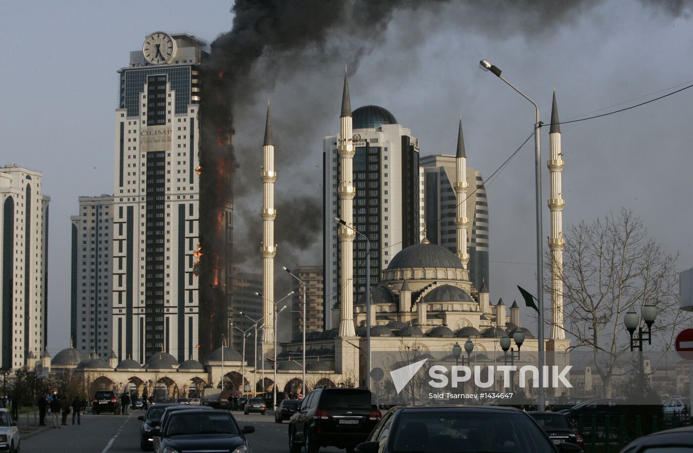 Grozny City complex catches fire in Chechnya's capital