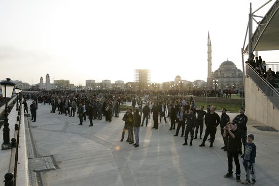 Grozny City complex catches fire in Chechnya's capital