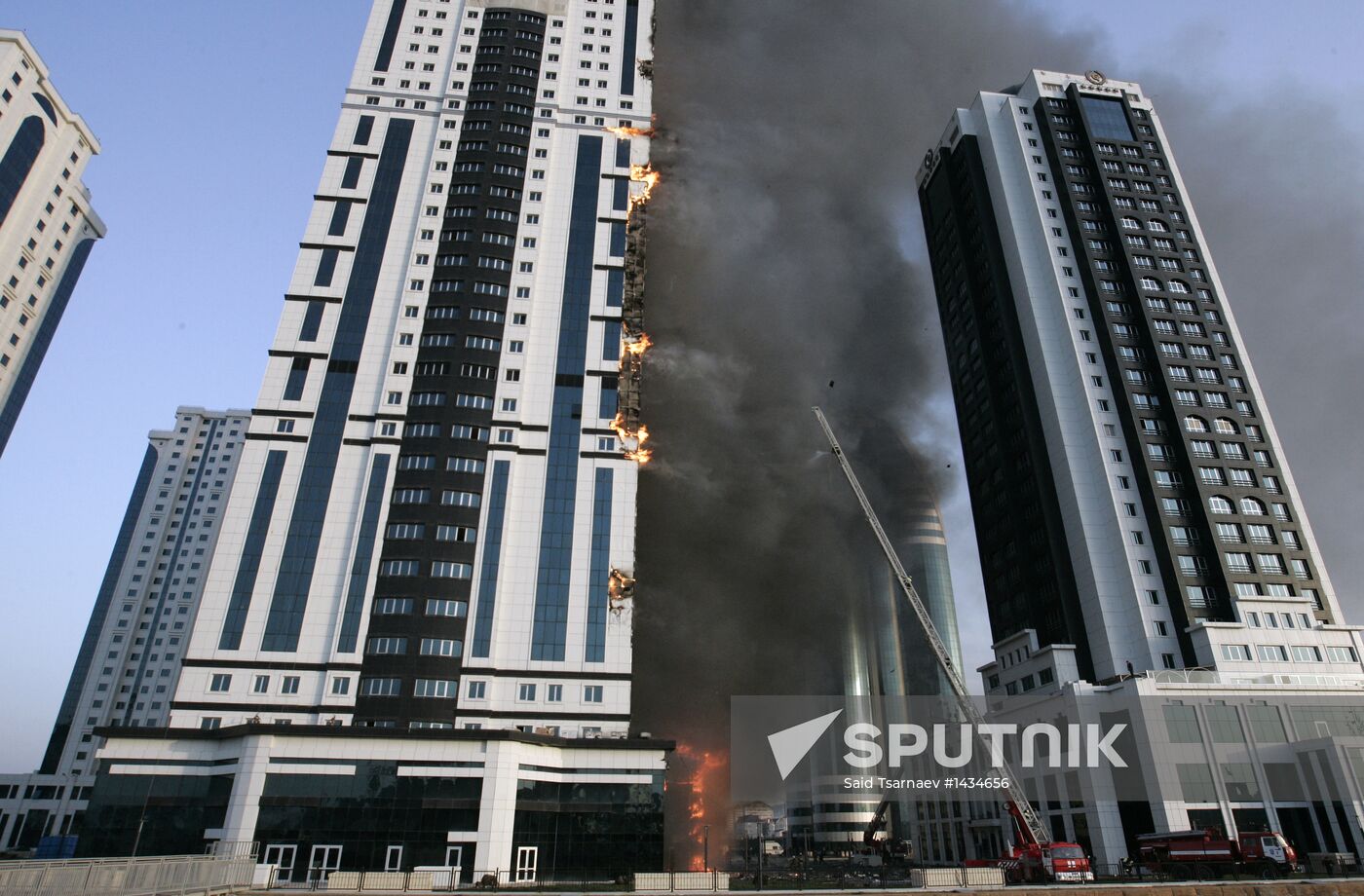 Grozny City complex catches fire in Chechnya's capital
