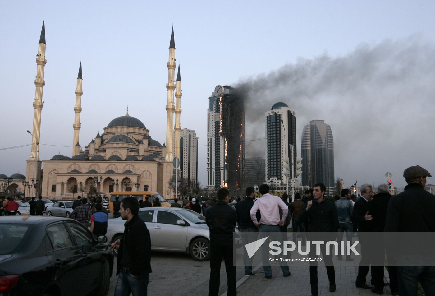 Grozny City complex catches fire in Chechnya's capital