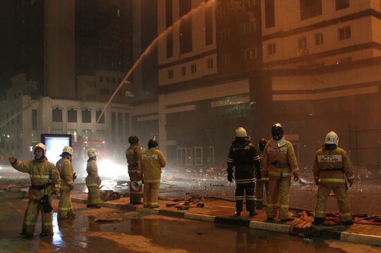 Grozny City complex catches fire in Chechnya's capital