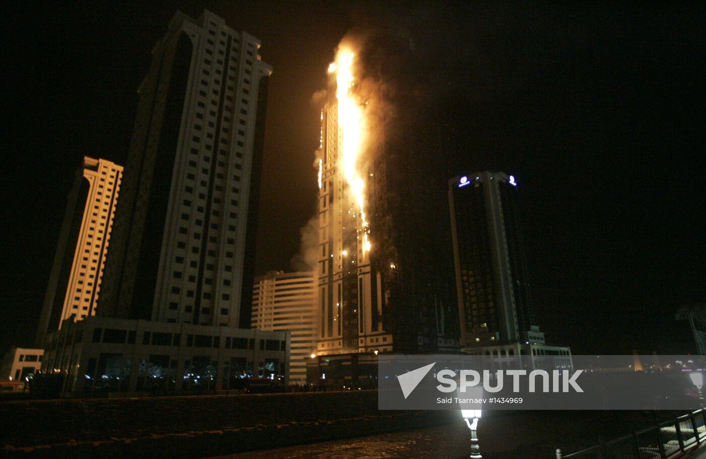 Grozny City complex catches fire in Chechnya's capital