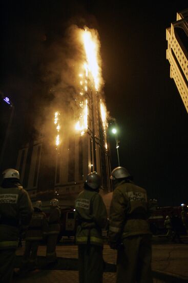 Grozny City complex catches fire in Chechnya's capital