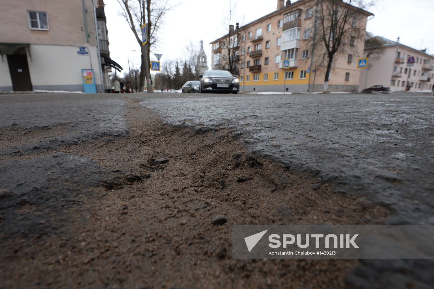 Broken roads in Veliky Novgorod