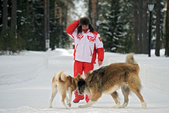 Vladimir Putin walks his dogs in Moscow Region