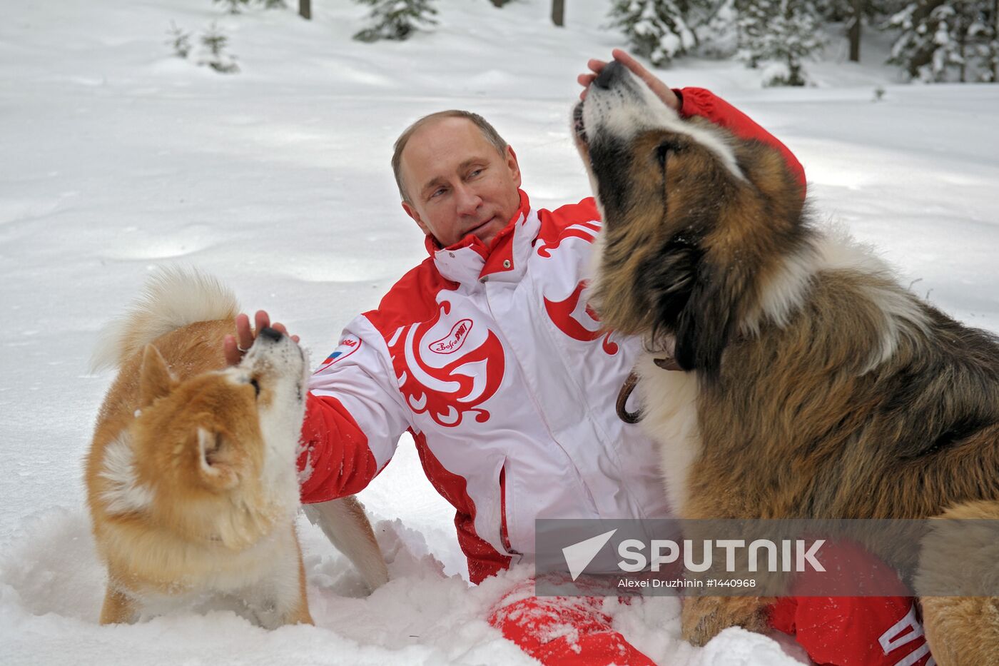 Vladimir Putin walks his dogs in Moscow Region