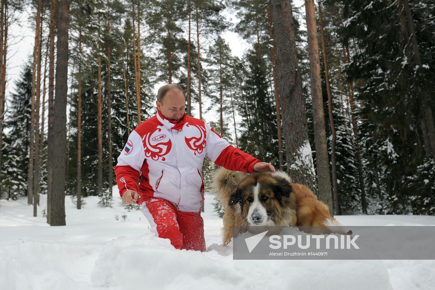 Vladimir Putin walks his dogs in Moscow Region