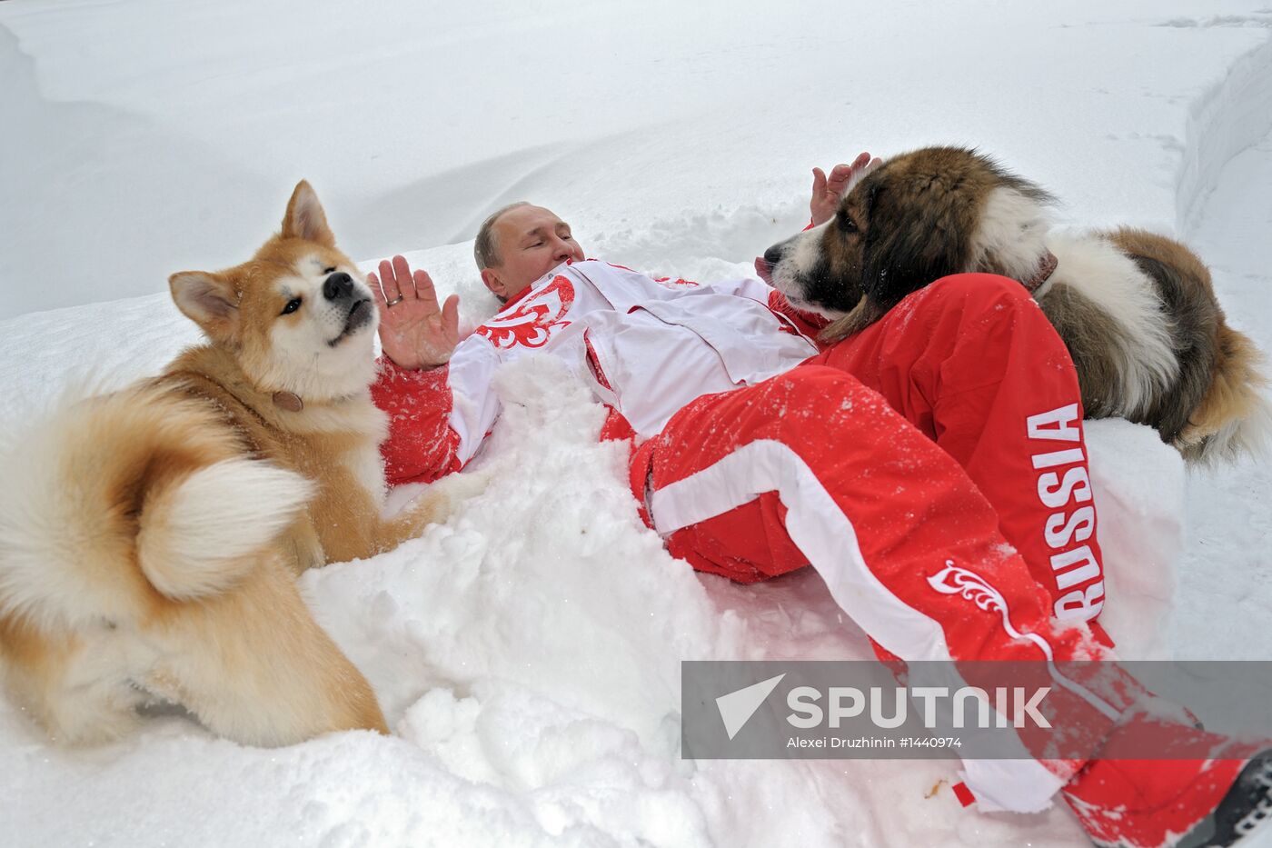 Vladimir Putin walks his dogs in Moscow Region