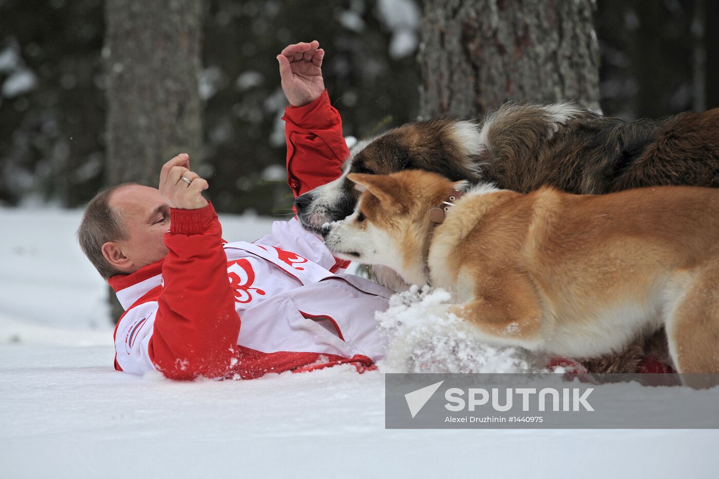 Vladimir Putin walks his dogs in Moscow Region