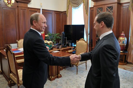 Working meeting of V.Putin and D.Medvedev in Kremlin