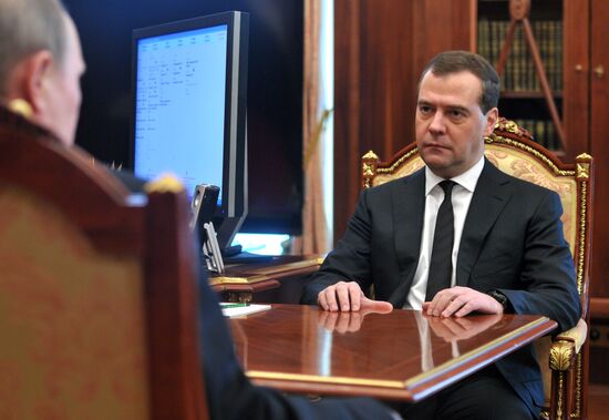 Working meeting of V.Putin and D.Medvedev in Kremlin