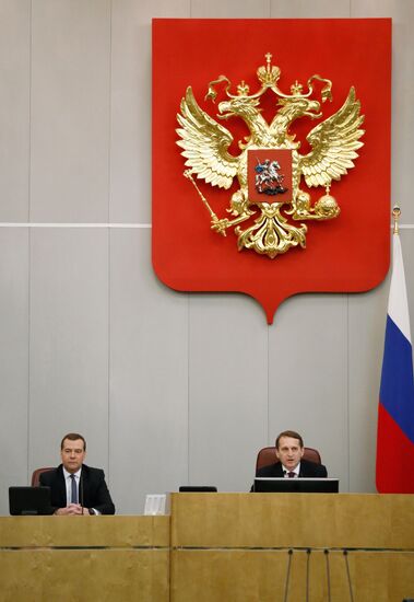 Dmitry Medvedev attends Russian State Duma plenary meeting