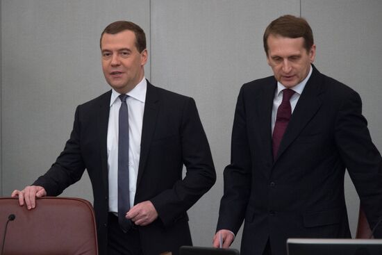 Dmitry Medvedev attends Russian State Duma plenary meeting